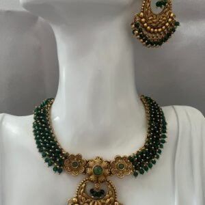 Pink/Green Bead Gold Antique - Image 2