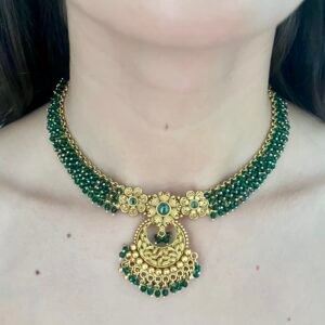 Pink/Green Bead Gold Antique - Image 1