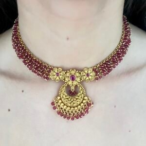 Pink/Green Bead Gold Antique - Image 2