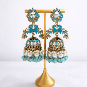 Noor Twin Bird Meenakari Jhumkas - Image 1