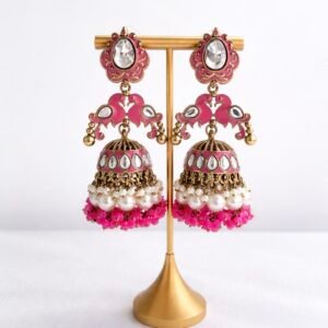 Noor Twin Bird Meenakari Jhumkas - Image 2